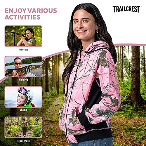 Women's Pink Camo Full Zip Up Hoodie
