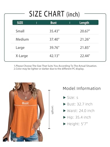 ATHMILE Women's Sleeveless Eyelet Cami Top - Orange