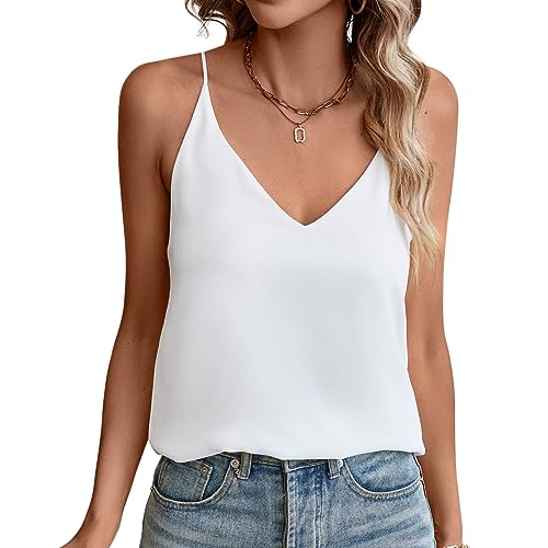 Evera B Women's V-Neck Spaghetti Strap Tank Top