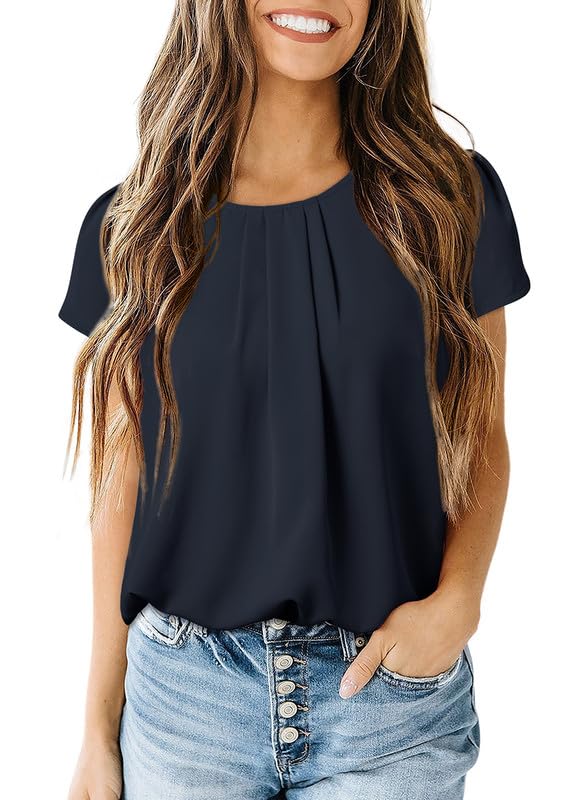 Dokotoo Women's Pleated Chiffon Blouse: Summer Fashion Statement