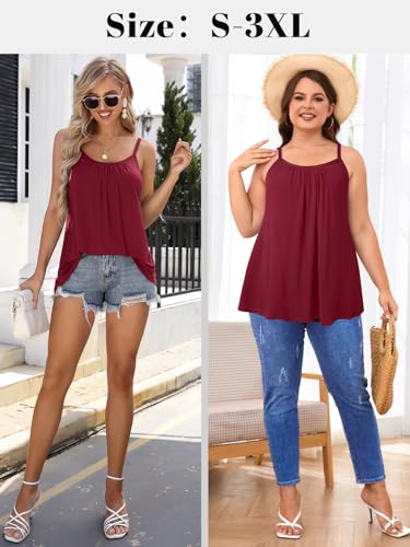 Wine Red Adjustable Strap Camisole with Built-in Bra