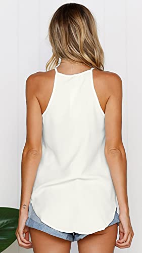 LouKeith Women's Sleeveless Halter Tank Top - Cream