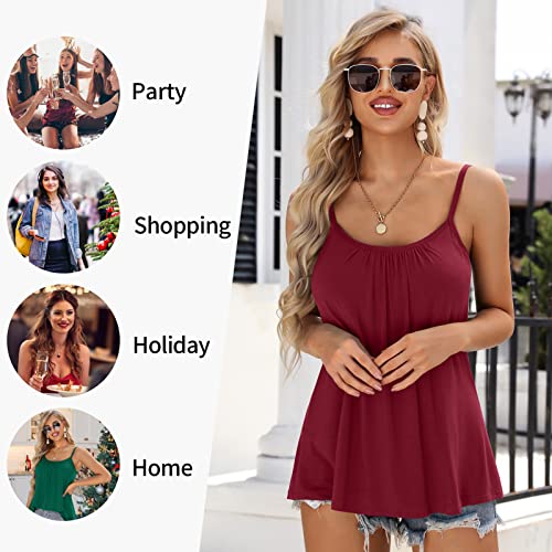 Wine Red Adjustable Strap Camisole with Built-in Bra