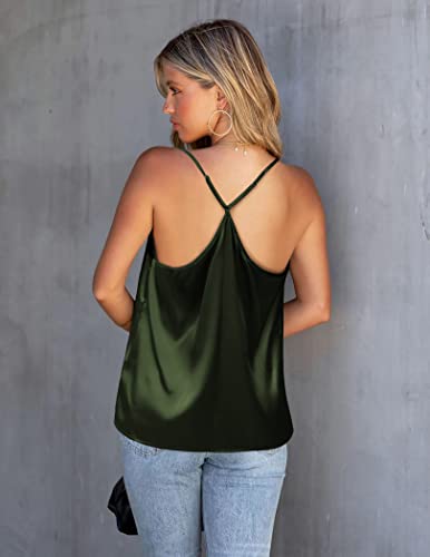 Ekouaer Women's Silk V Neck Satin Tank Top