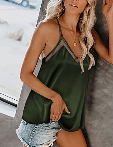 Ekouaer Women's Silk V Neck Satin Tank Top