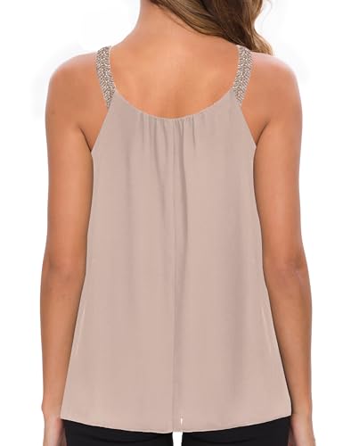 Plus Size Chiffon Beaded Strap Cami Tank Top