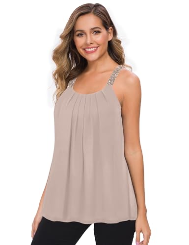 Plus Size Chiffon Beaded Strap Cami Tank Top