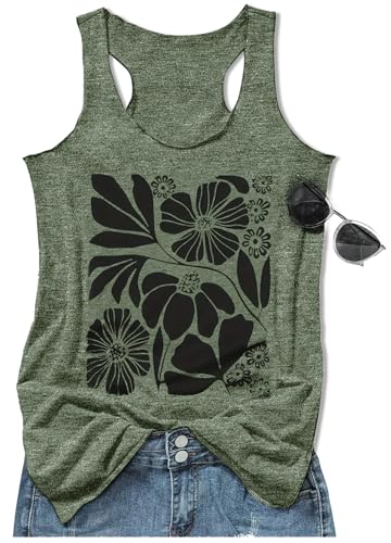 Floral Boho Racerback Tank Top for Women