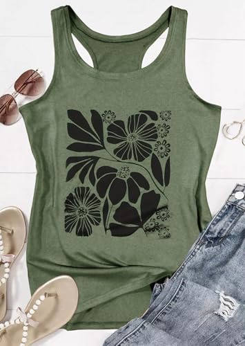 Floral Boho Racerback Tank Top for Women