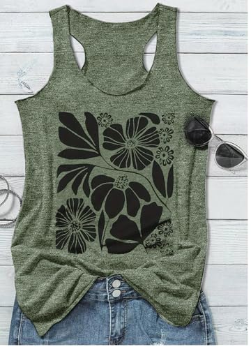 Floral Boho Racerback Tank Top for Women
