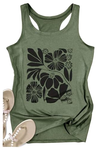 Floral Boho Racerback Tank Top for Women