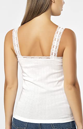 VAVONNE Women’s Cotton Lace Strap Cami Tank
