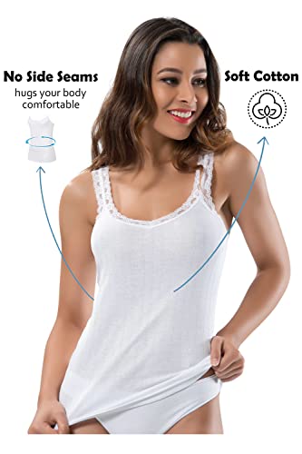 VAVONNE Women’s Cotton Lace Strap Cami Tank