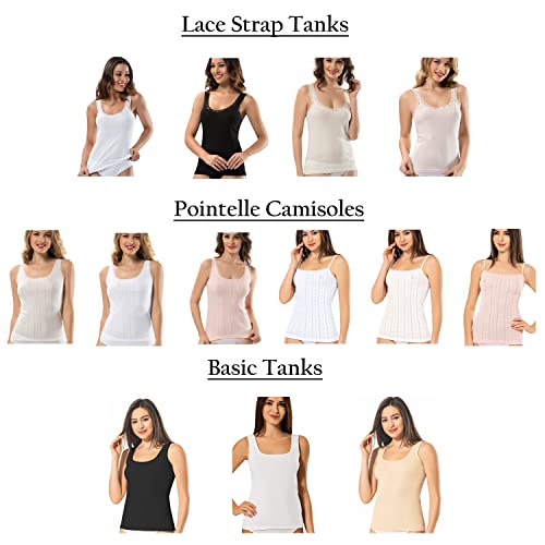VAVONNE Women’s Cotton Lace Strap Cami Tank