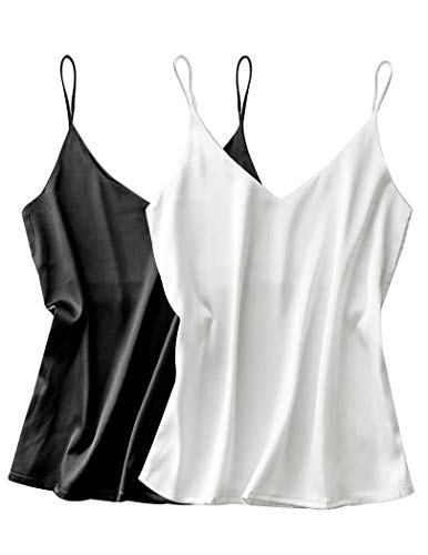 Ekouaer Satin V Neck Spaghetti Strap Camisole