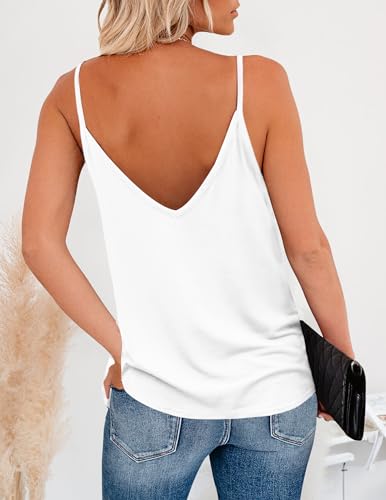 Zeagoo Women's White V-Neck Sleeveless Cami Top