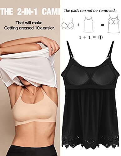 Lace Trim Adjustable Cami Tank Top for Women
