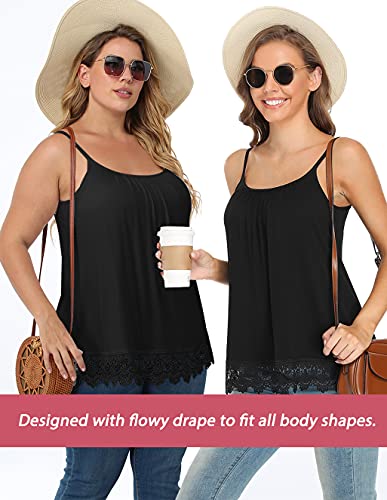 Lace Trim Adjustable Cami Tank Top for Women