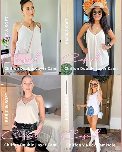 SUNAELIA White Chiffon Cami Sleeveless Summer Top