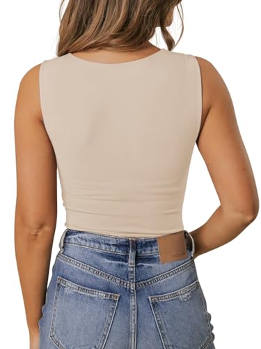 PINKMSTYLE Women's Fitted V-Neck Summer Tank Top