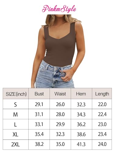 PINKMSTYLE Women's Fitted V-Neck Summer Tank Top