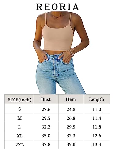 REORIA Women's Adjustable Spaghetti Strap Crop Tank