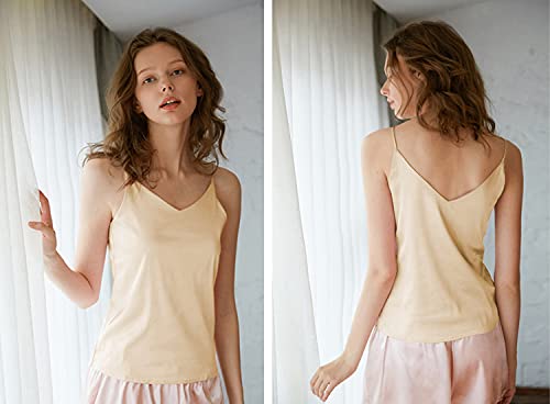 Wantschun Women's Silk Satin V-Neck Cami Top