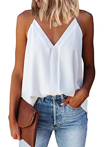 Women's V-Neck Strappy Tank Top - White