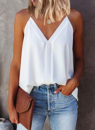Women's V-Neck Strappy Tank Top - White