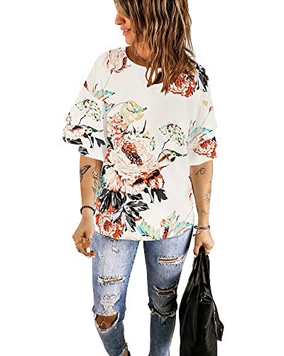Luvamia Floral Print Bell Sleeve Casual Top