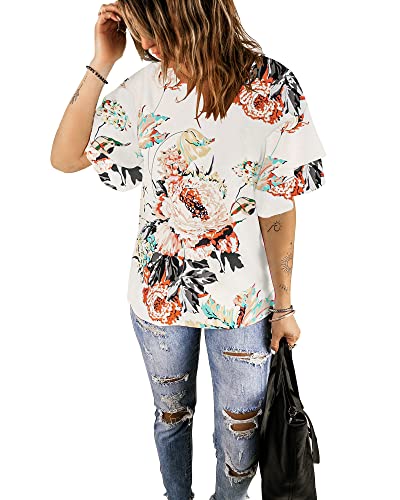 Luvamia Floral Print Bell Sleeve Casual Top