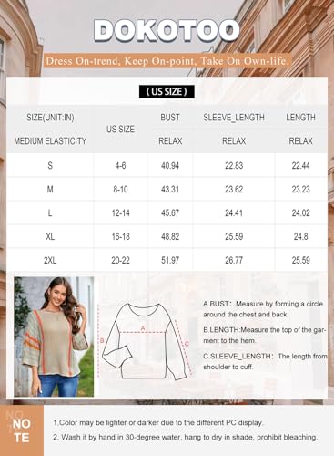 Dokotoo Women's Color Block Striped Crochet Sweater