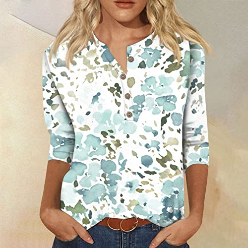 Trendy Women's 3/4 Sleeve Button Down Tops