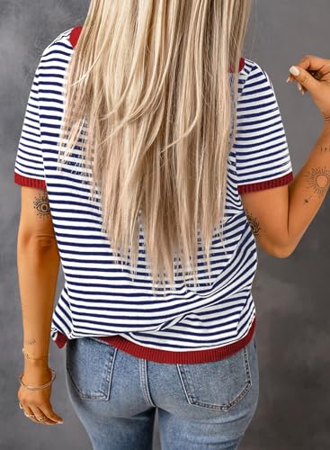 Dokotoo Women's Color Block Crewneck Summer Top