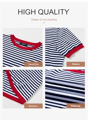 Dokotoo Women's Color Block Crewneck Summer Top
