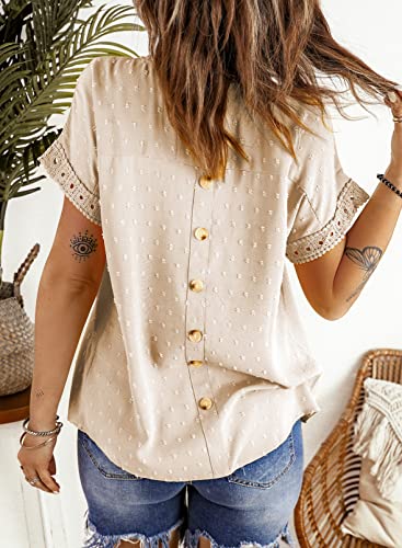 Dokotoo Women's Boho Crochet Lace Hem Top