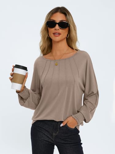 AUTOMET Women's Trendy Pleated Long Sleeve Shirt