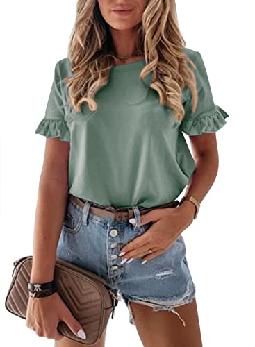 PRETTYGARDEN Women's Summer Ruffle Short Sleeve Tee