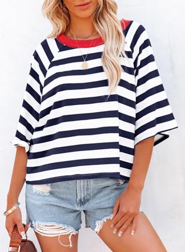 Dokotoo Women's Trendy Striped Summer Crop Tops