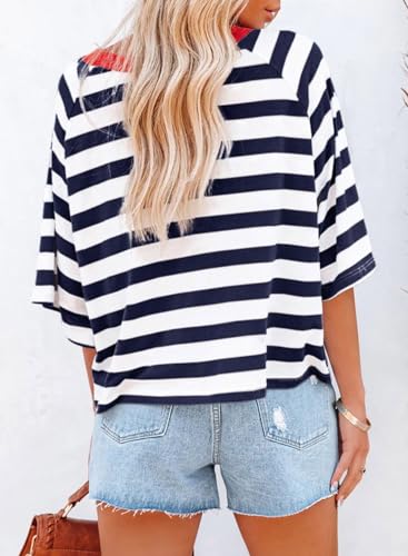 Dokotoo Women's Trendy Striped Summer Crop Tops