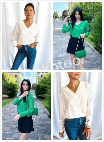 Trendy V Neck Lace Blouse for Women