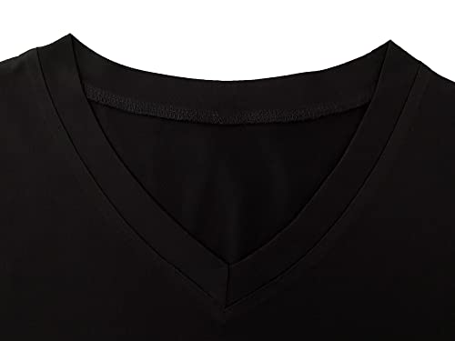 MIMOORN Women's V Neck Happy Graphic Tee Black
