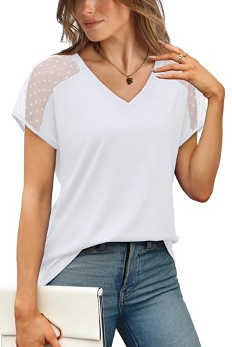 Trendy Women's White V Neck Summer T-Shirt