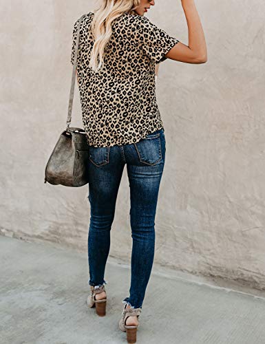 BMJL Women's Casual Leopard Print Short Sleeve Top