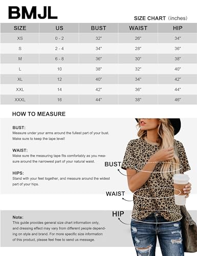 BMJL Women's Casual Leopard Print Short Sleeve Top