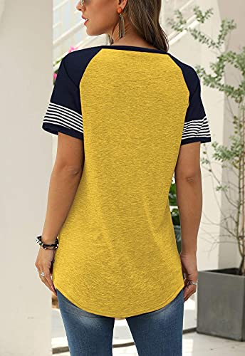 Adibosy Women's Casual Striped Color Block Tunic
