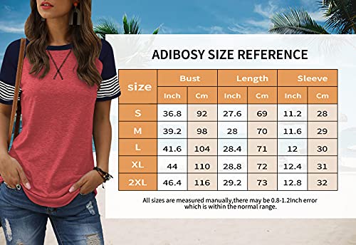 Adibosy Women's Casual Striped Color Block Tunic