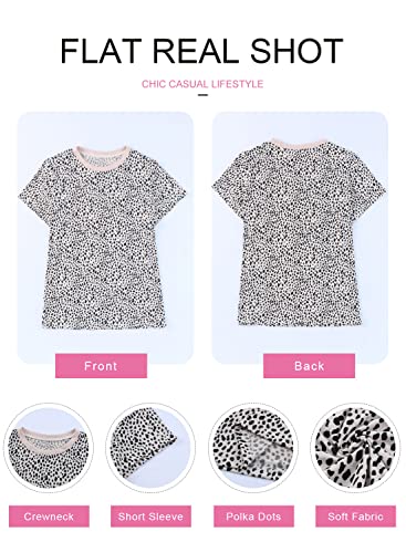 EVALESS Women's Spring Polka Dot Crewneck T-Shirt