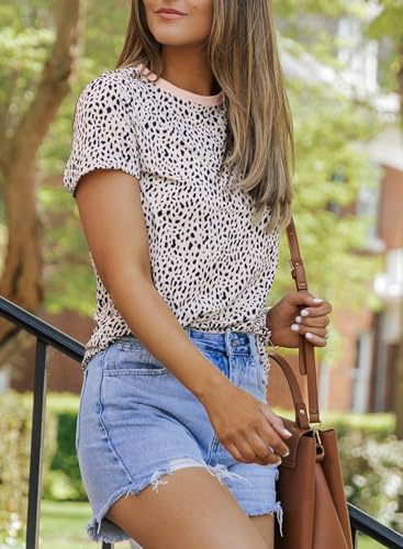 EVALESS Women's Spring Polka Dot Crewneck T-Shirt
