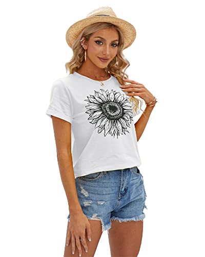 Cicy Bell Women's Sunflower Graphic Short Sleeve Tee